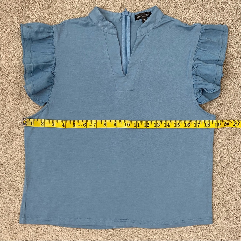 Area Stars Riley Ruffle Sleeve Top Blue XL - Picture 6 of 7